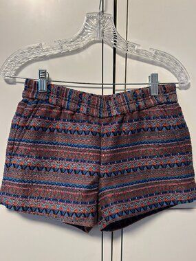 Women's J. Crew Boardwalk Aztec Jacquard boho print shorts size 00